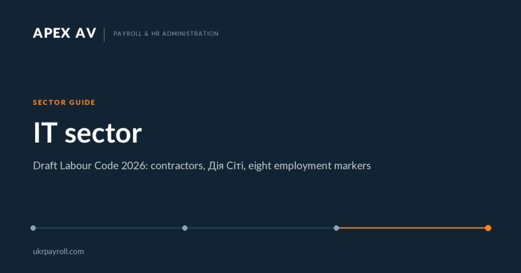 APEX AV: IT sector. Draft Labour Code 2026: contractors, Дія Сіті, eight employment markers.
