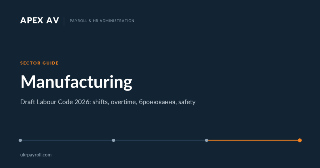 APEX AV: Manufacturing. Draft Labour Code 2026: shifts, overtime, бронювання, safety.